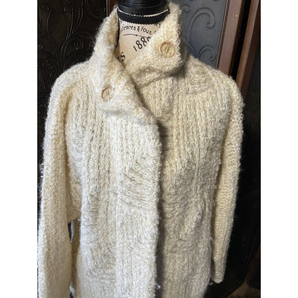 P.G.E Mohair Blend‎ Ivory Knit Cardigan Sweater Women's Size L